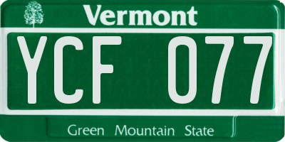 VT license plate YCF077