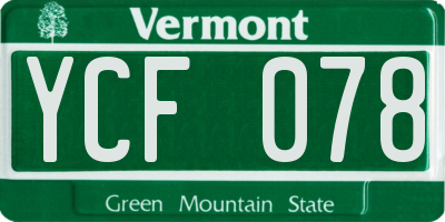 VT license plate YCF078