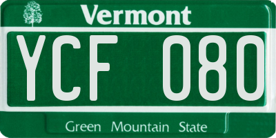 VT license plate YCF080