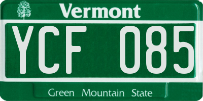 VT license plate YCF085