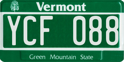 VT license plate YCF088