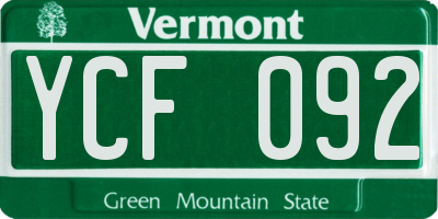 VT license plate YCF092