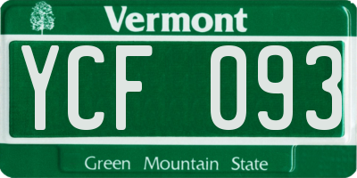VT license plate YCF093