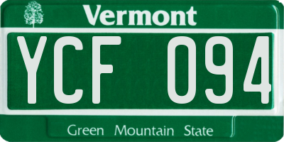 VT license plate YCF094