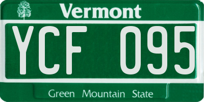 VT license plate YCF095