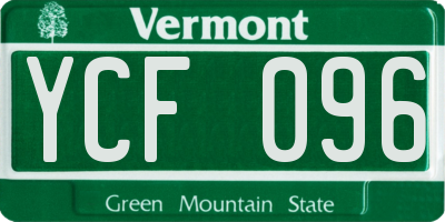 VT license plate YCF096