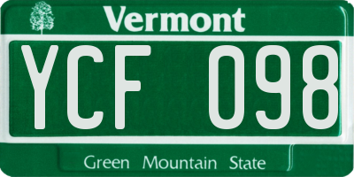 VT license plate YCF098