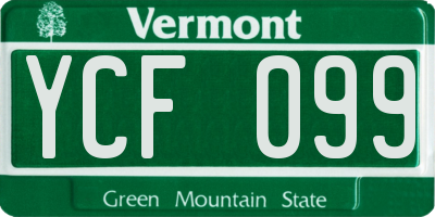 VT license plate YCF099