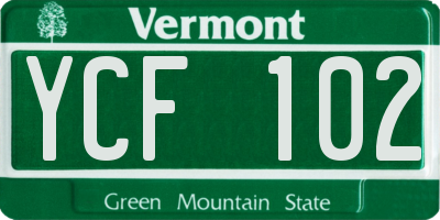 VT license plate YCF102