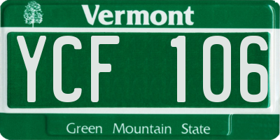 VT license plate YCF106
