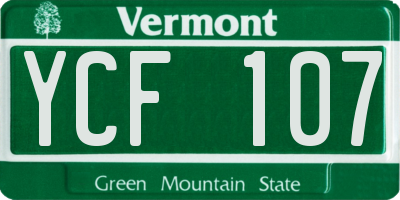 VT license plate YCF107