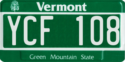 VT license plate YCF108