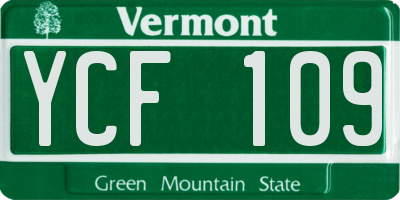 VT license plate YCF109