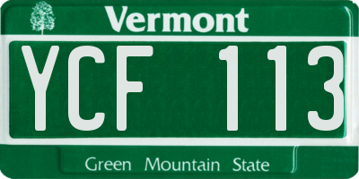 VT license plate YCF113