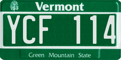 VT license plate YCF114