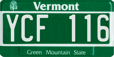 VT license plate YCF116