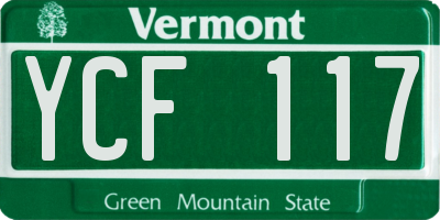 VT license plate YCF117