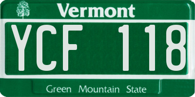 VT license plate YCF118