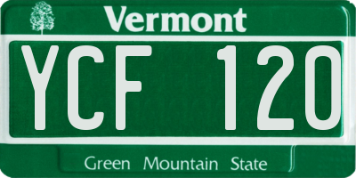 VT license plate YCF120