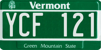 VT license plate YCF121