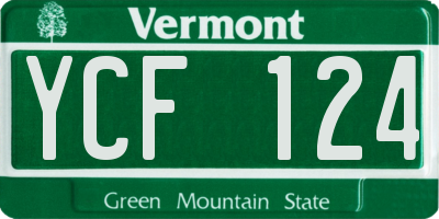 VT license plate YCF124