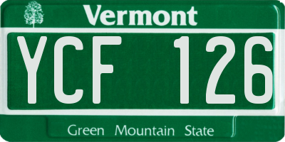 VT license plate YCF126