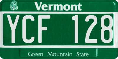 VT license plate YCF128