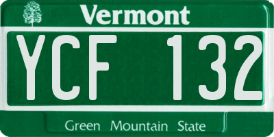 VT license plate YCF132