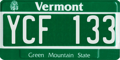 VT license plate YCF133