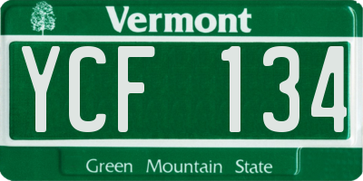 VT license plate YCF134