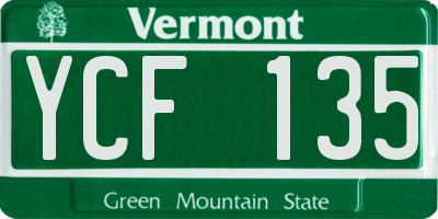 VT license plate YCF135