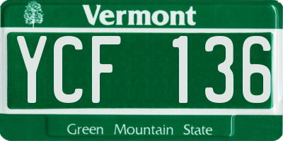 VT license plate YCF136