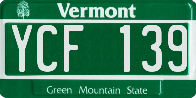 VT license plate YCF139