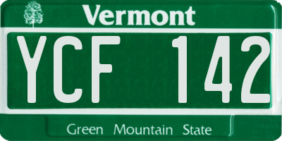 VT license plate YCF142