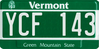 VT license plate YCF143
