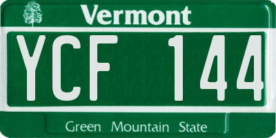 VT license plate YCF144