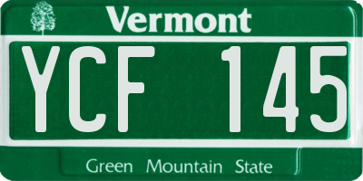 VT license plate YCF145