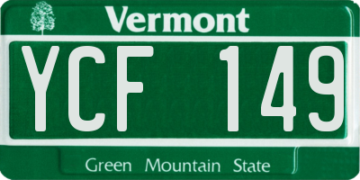 VT license plate YCF149