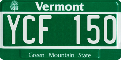VT license plate YCF150