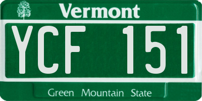 VT license plate YCF151