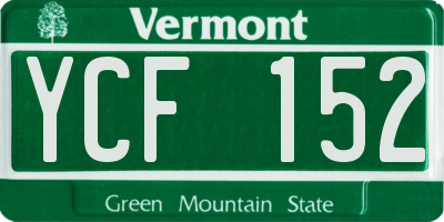 VT license plate YCF152