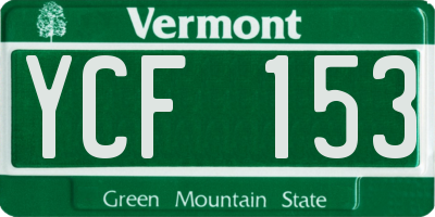 VT license plate YCF153