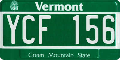 VT license plate YCF156