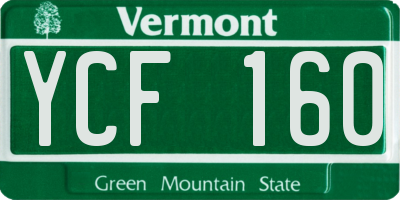 VT license plate YCF160