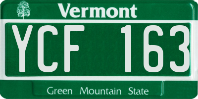 VT license plate YCF163
