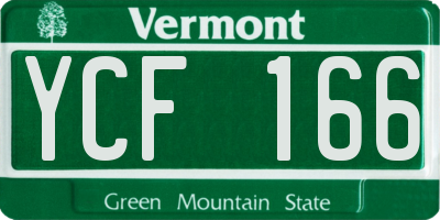 VT license plate YCF166