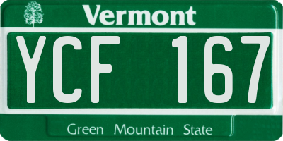 VT license plate YCF167