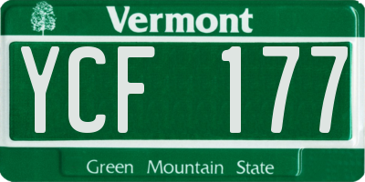 VT license plate YCF177