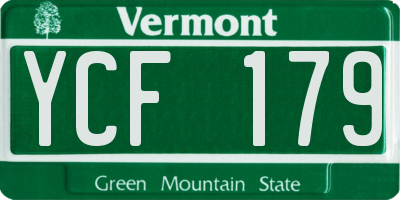 VT license plate YCF179