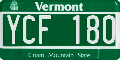 VT license plate YCF180